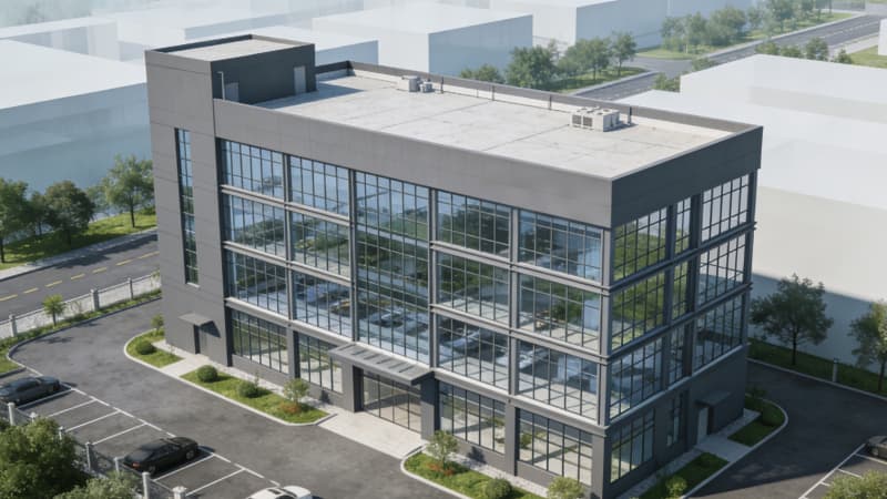 合肥廠(chǎng)房設(shè)計(jì)：8000平含無(wú)塵車(chē)間、辦公區(qū)一體化效果圖