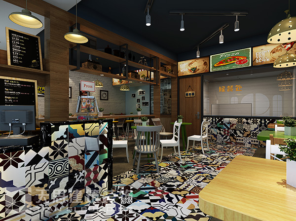 美式田園風(fēng)格披薩店吧臺設(shè)計